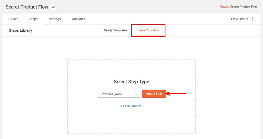 Add downsell step in CartFlows flow