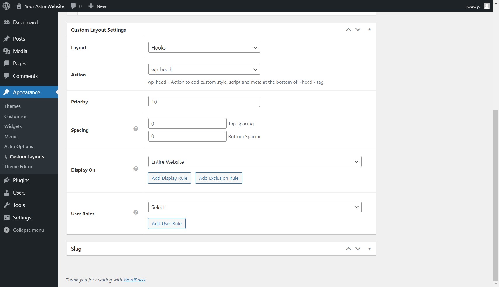 Layout Settings Hooks