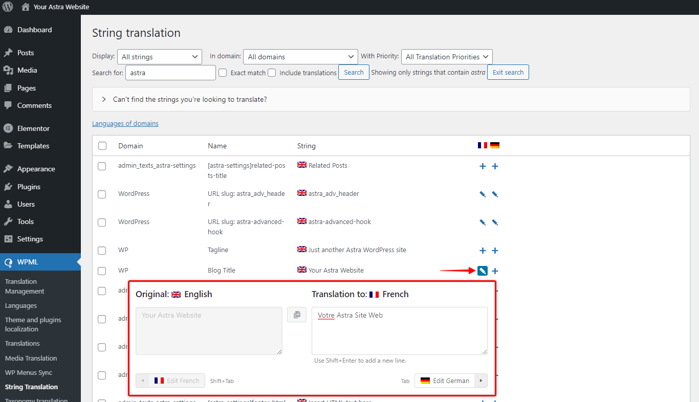 Strings Translation with WPML