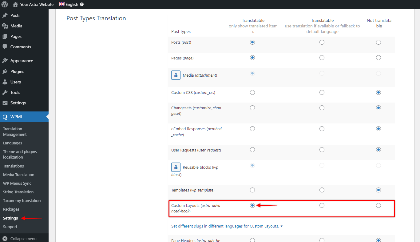 Custom Layouts WPML Translatable Hook