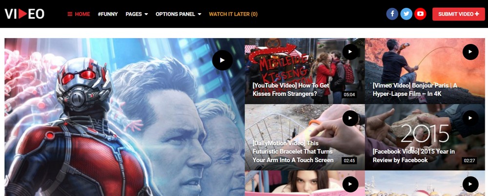 Video magazine homepage