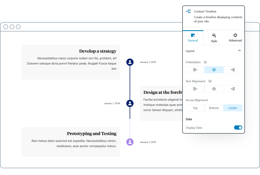 Spectra content timeline block