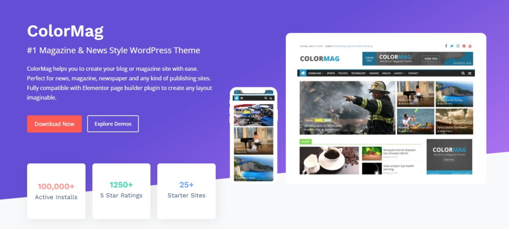 Color Mag WordPress theme website