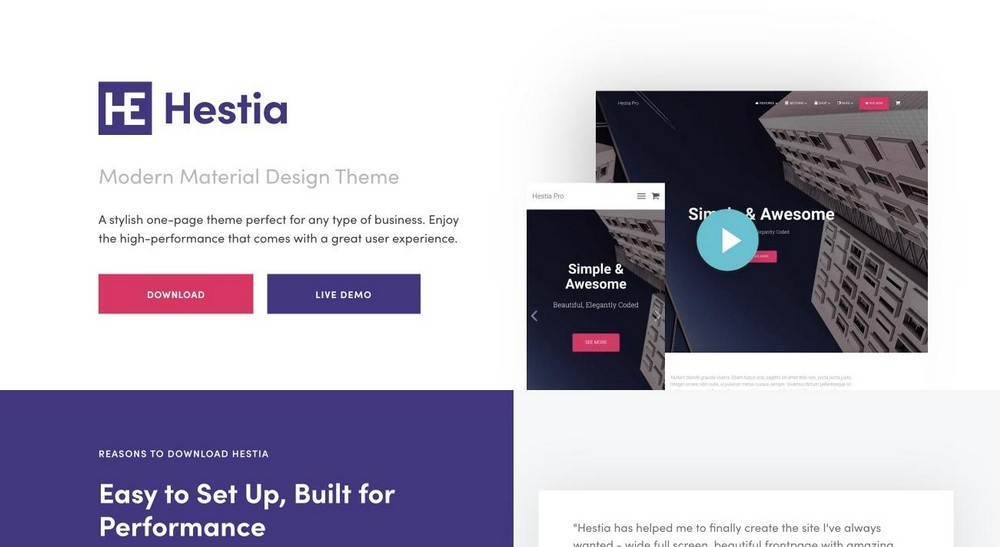 Hestia WordPress theme