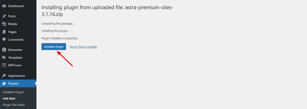 Activate Astra premium sites