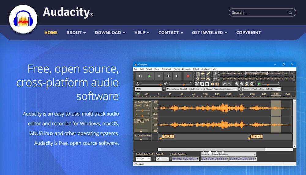 Audacity homepage