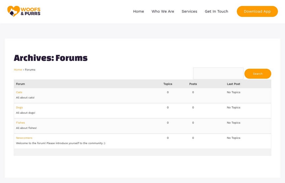 Example of forum index