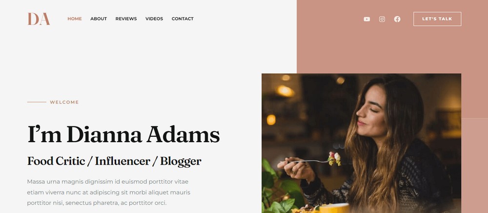 Food blogger influencer template