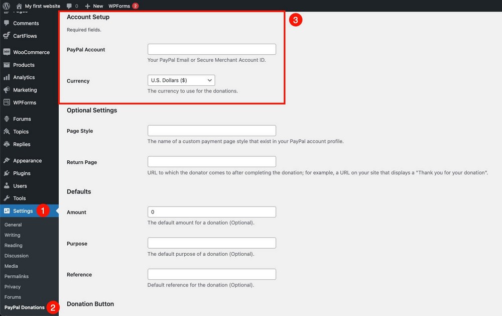 How to configure PayPal Donations plugin