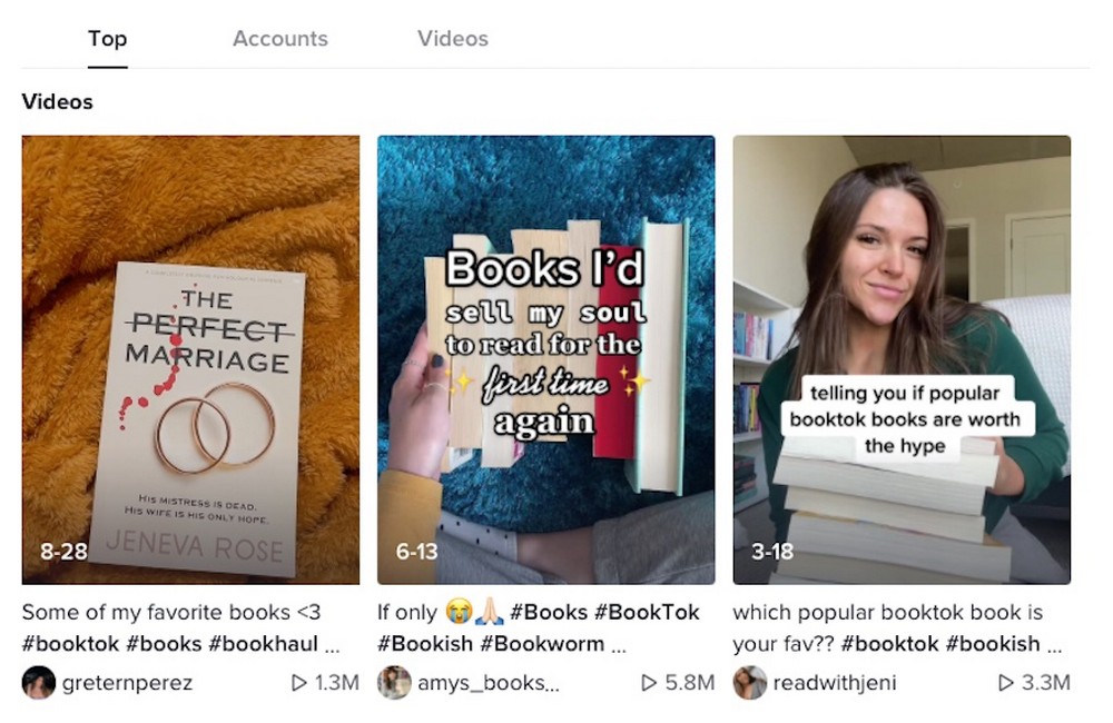 The BookTok hashtag on TikTok