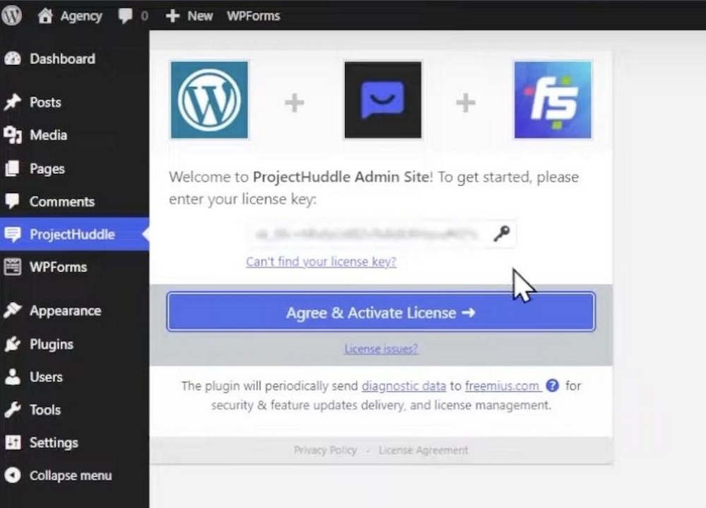 Paste license key into SureFeedback in WordPress