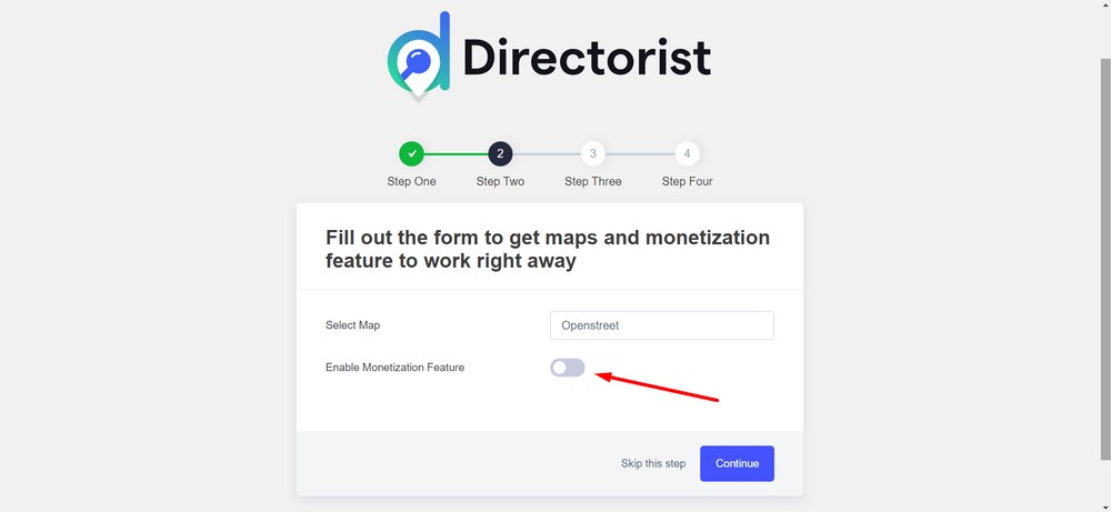 directorist setup wizard - enable monetization feature