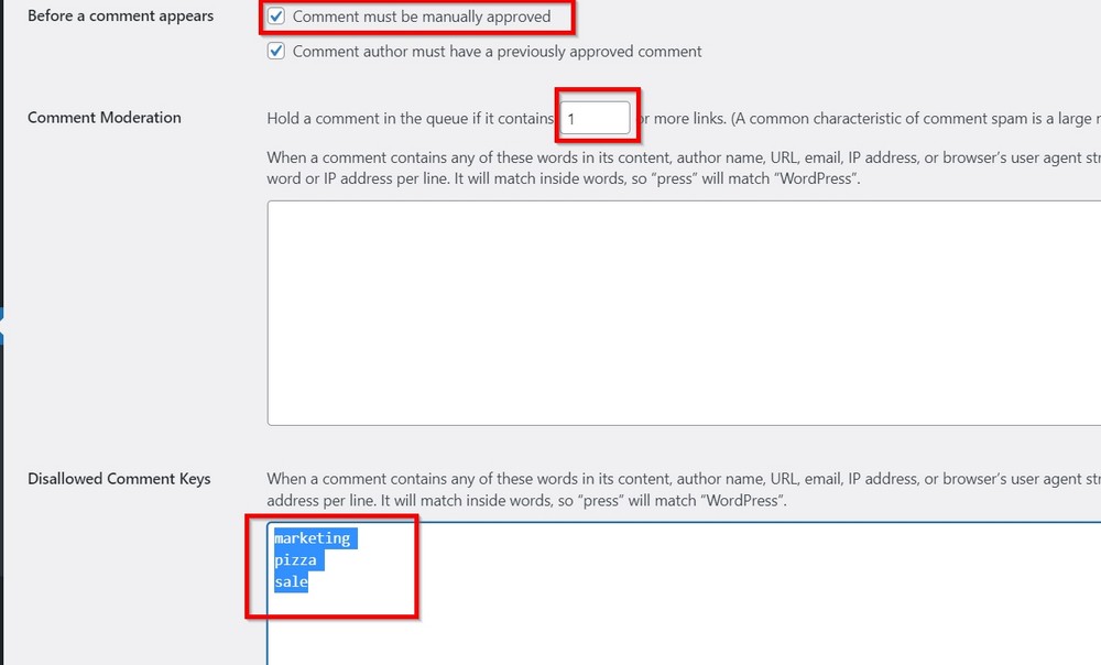 wordpress discussion settings