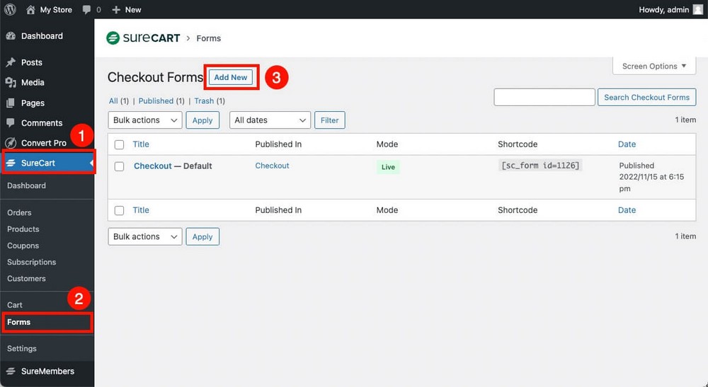 How to add a new checkout form on SureCart