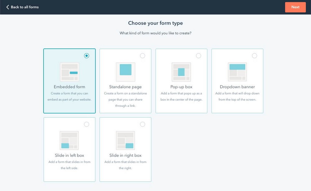 HubSpot form types