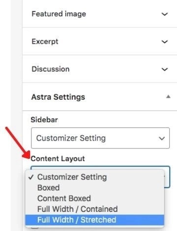 Full width sidebar settings