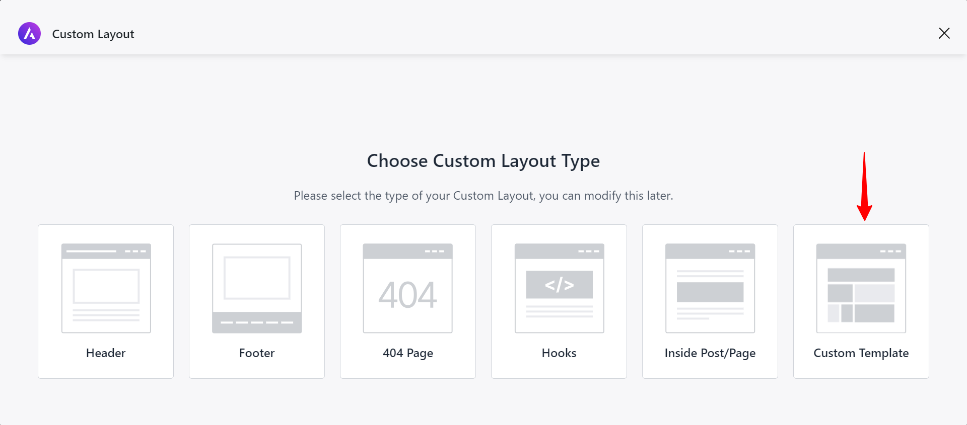 Custom layout type