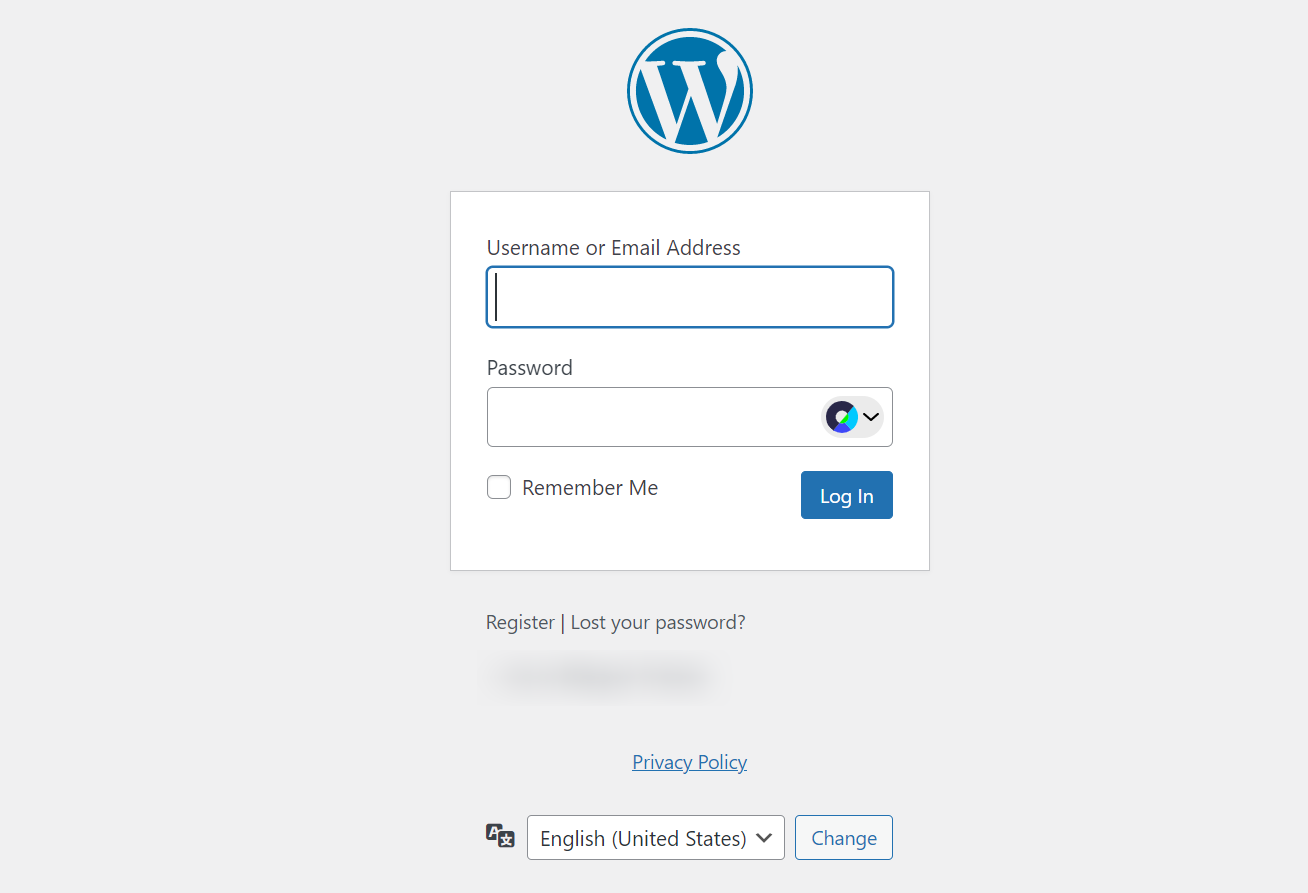 WordPress admin login