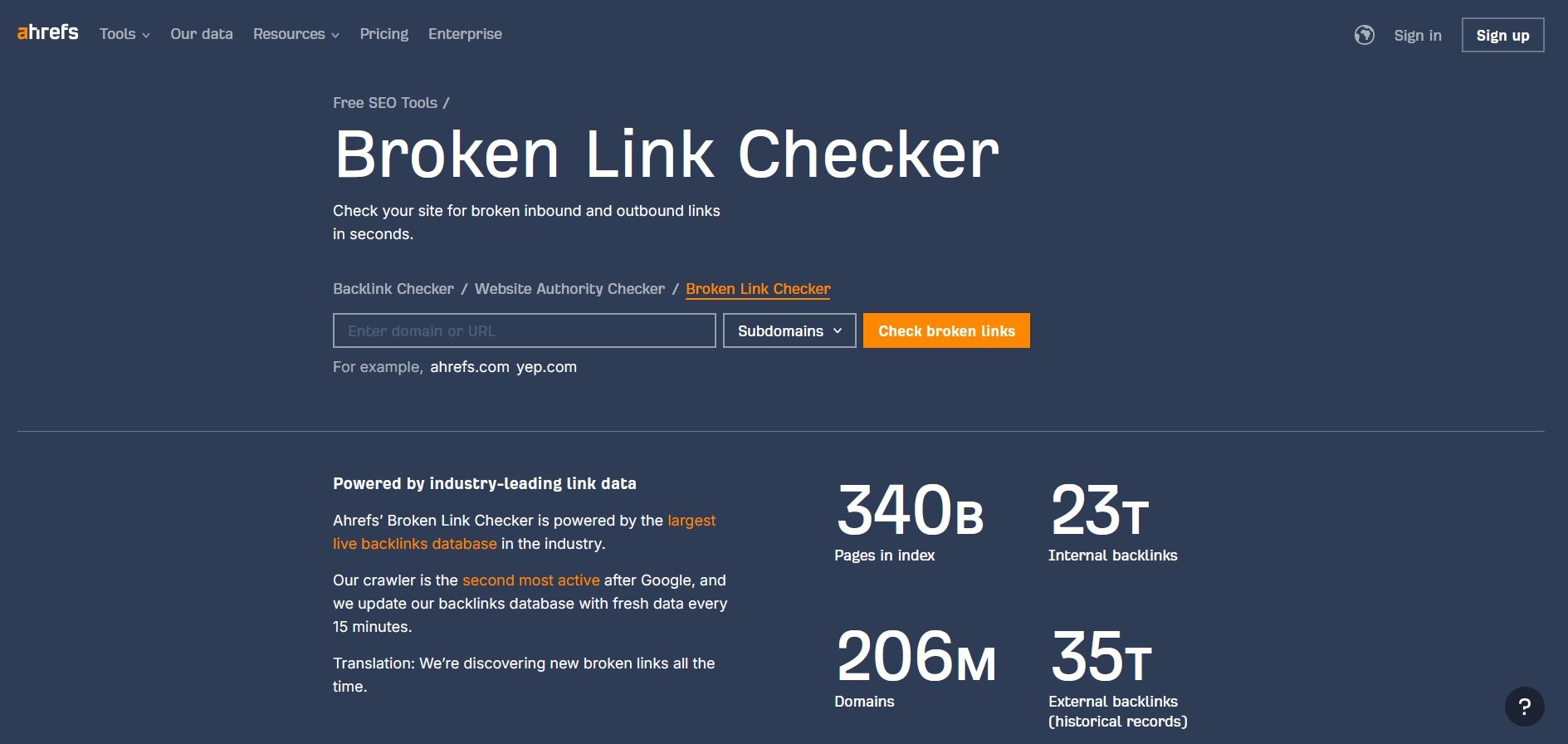 Ahrefs Broken Link Checker