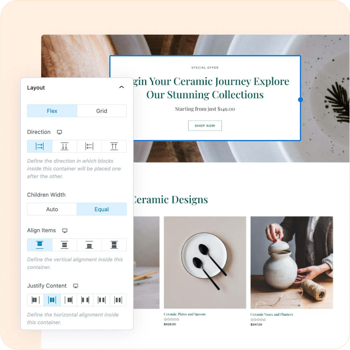Flexible layout options in Spectra for responsive design